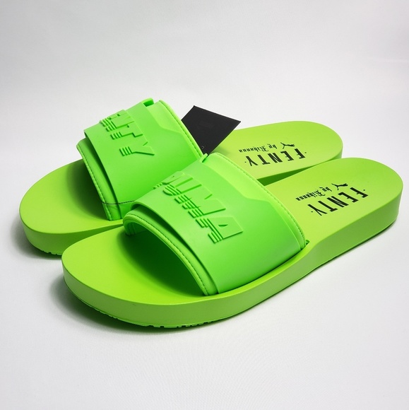 puma fenty green slides